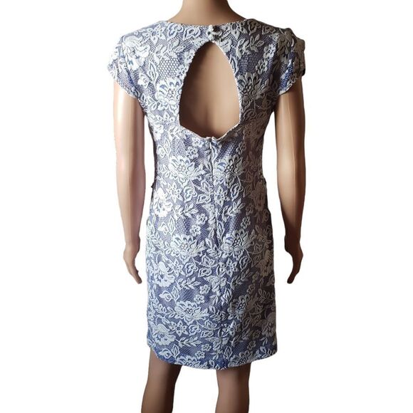 PHOEBE COUTURE Lace Dress Cutout Back Sheath Dress SIZE 6 - Picture 2 of 13